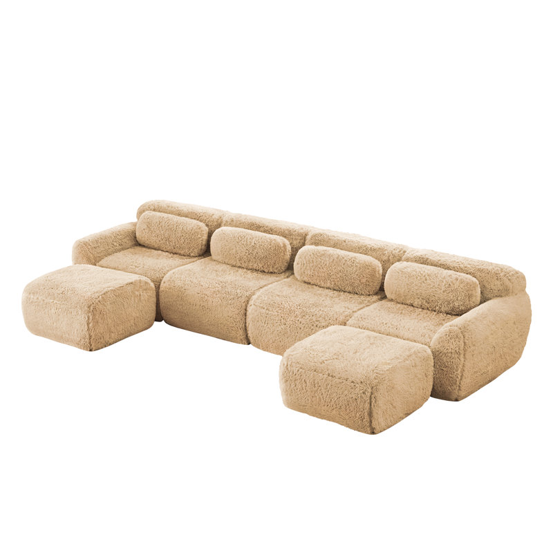 Canapé en forme de U sans os, fond en éponge haute densité 32D, conception antidérapante, conception ergonomique sans assemblage, emballage sous vide à combinaison complète et sans compression, pour les salons