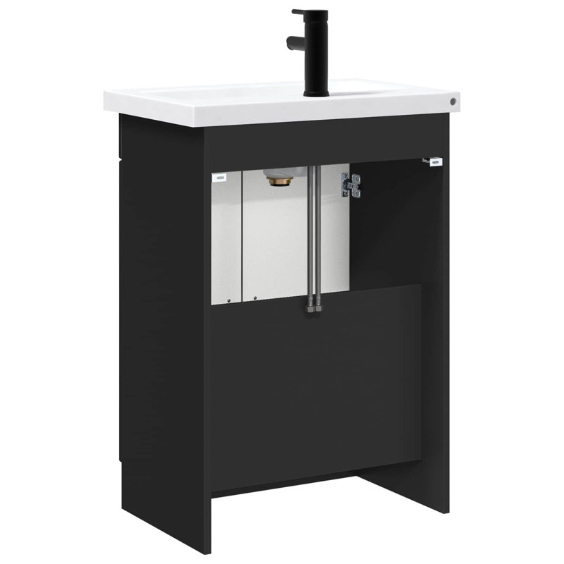 Vanity & Mirror Set, Black