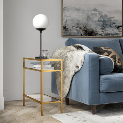 Gibbs 24" Wide Rectangular Side Table in Brass