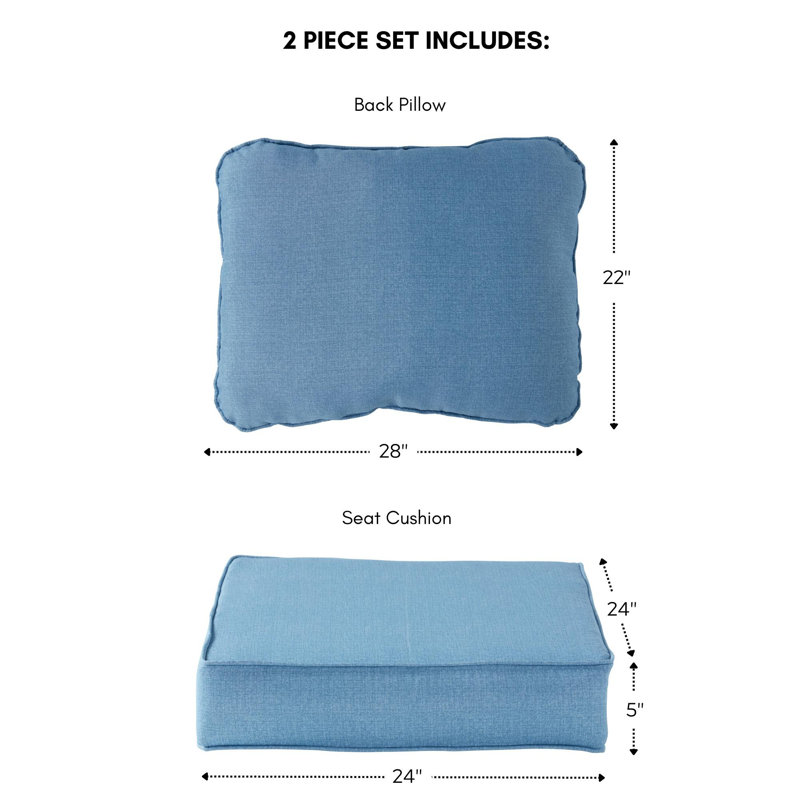 Outdoor 2-Piece Deep Seat Cushion Set, Denim