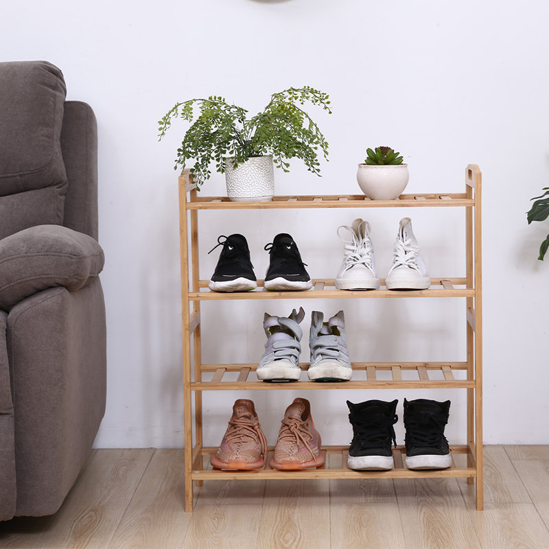 Range-chaussures en bambou avec poignée 12 paires, Naturel