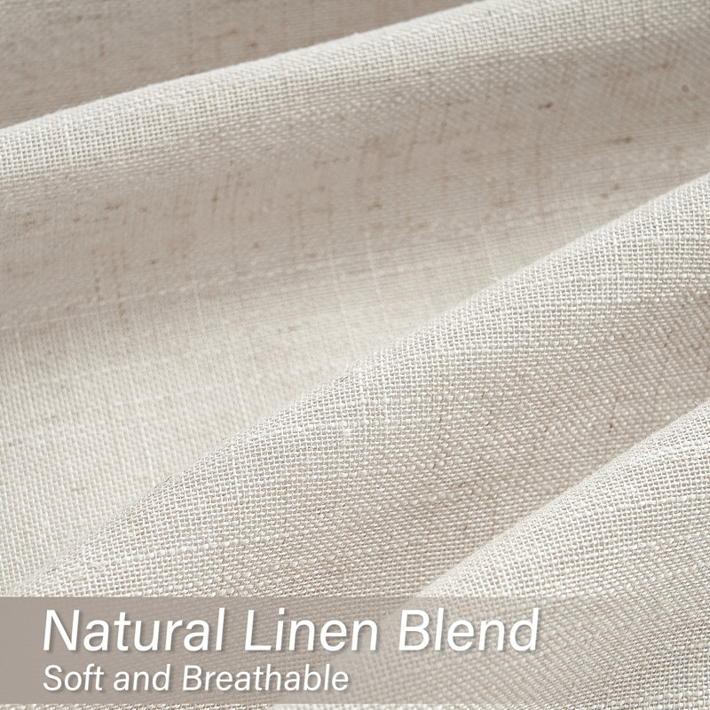 Dennan Linen Curtain Rod Pocket Back Tab,Linen Semi Sheer Curtains for Bedroom, 50" W x 108" L, Gray Beige