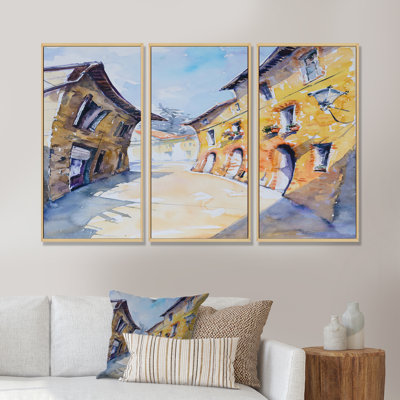" Old Europe Italian City View " 3 - Pieces