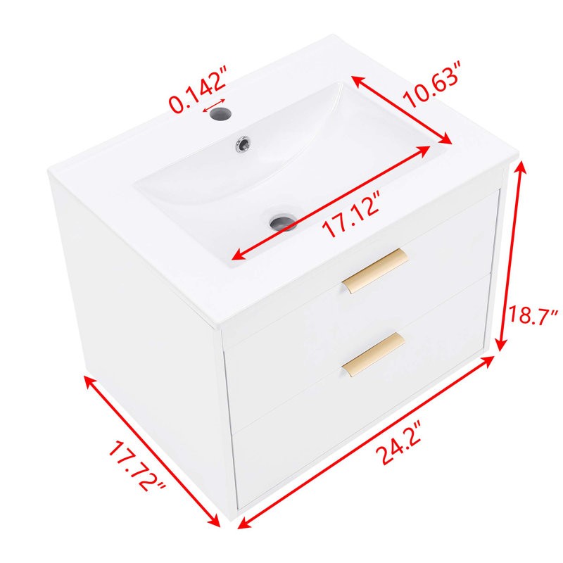 Ensemble de meuble-lavabo simple 17,72 po avec plateau en céramique Elseline