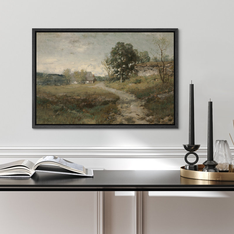 «Rustic Countryside», campagne de campagne, H 16 po x l 24 po, Cadre flottant noir