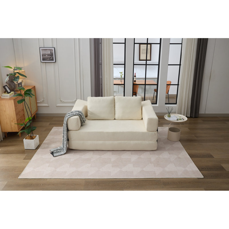 Canapé minimaliste, canapé-lit escamotable, canapé-lit convertible et matelas de salon, appartement, dossier amovible,, Blanc