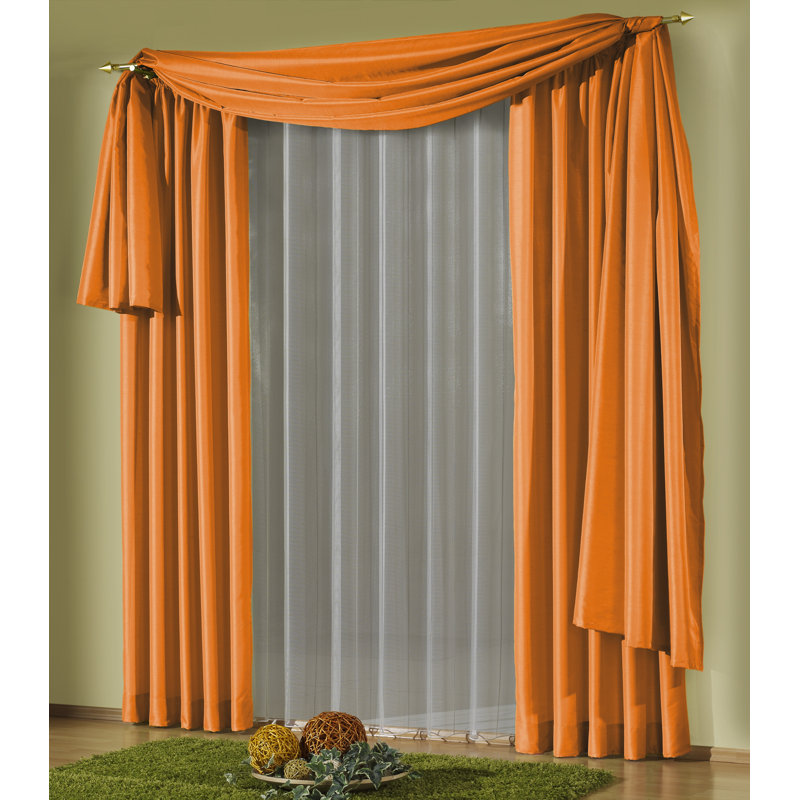 Farsund Semi Sheer Single Panel, 135cm H x 500cm W, Orange