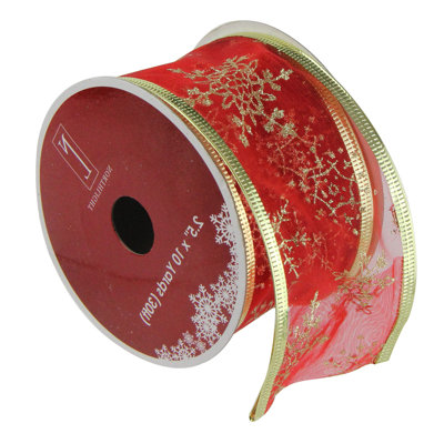 Ruban de Noël club canneberge rouge et or 2,5 po x 120 verges Club Canneberge