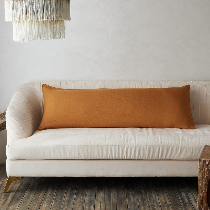 Housse de coussin corporel 100% lin pur 20 po x 54 po, Rouille