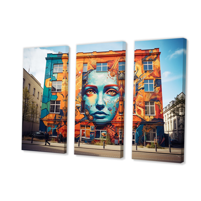 Allemagne Allemagne, art de rue II sur toile, reproduction de 3 pièces, H 28 po x l 36 po x P 1 po