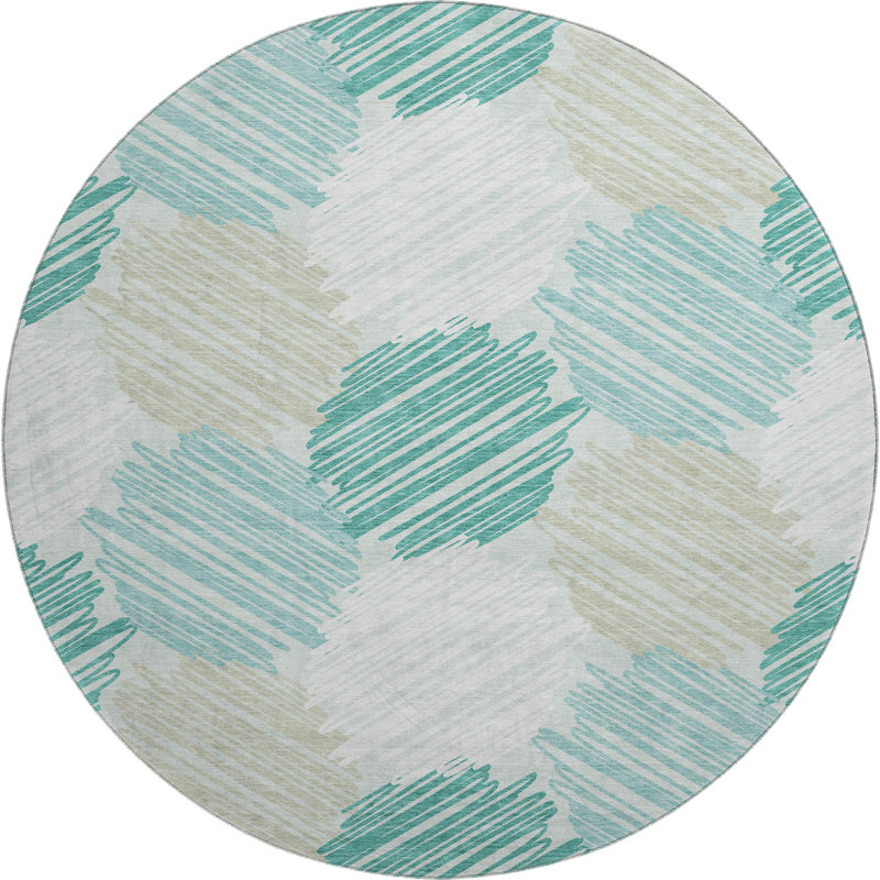 Premium Machine Washable Lonon AMF1942 Geometric Rug, Round 8'