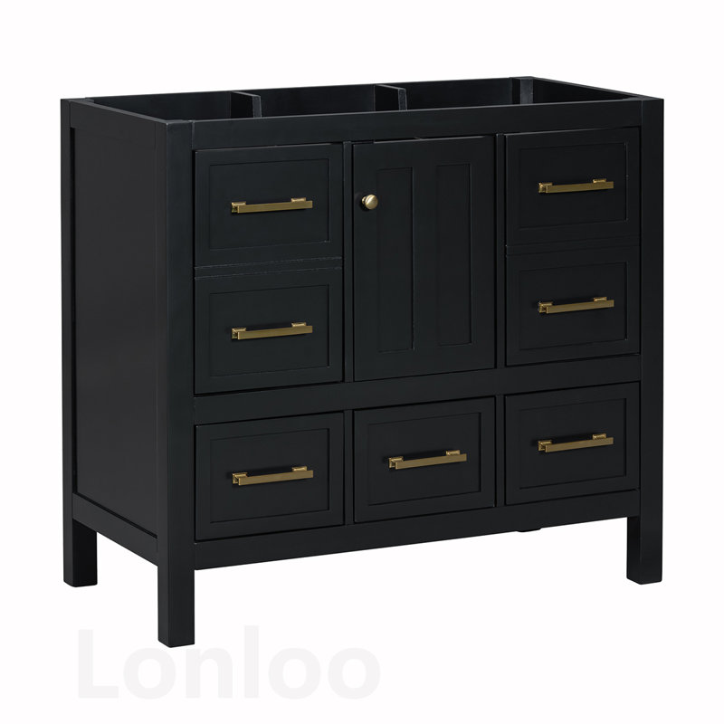 High-Quality Freestanding Bathroom Vanity with Abundant Storage and Soft-Closing Mechanism, Black