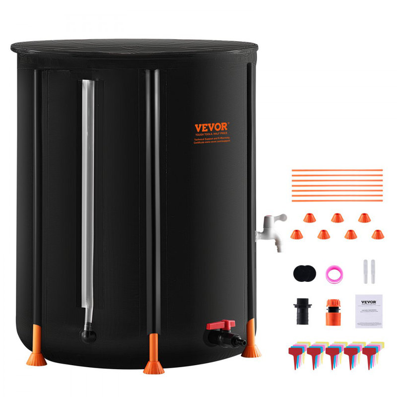Collapsible Rain Barrel 100 Gal Rain Catcher with Spigots and Overflow Kit