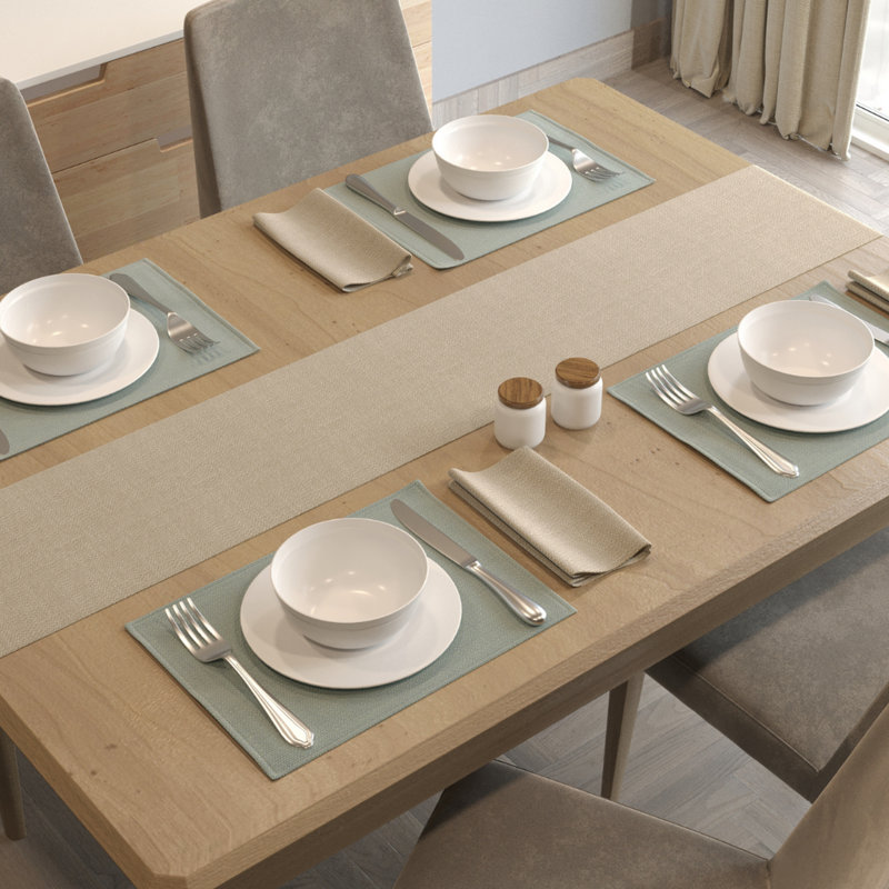 Christeen Solid Colour Polyster Table Runner, Beige Grey