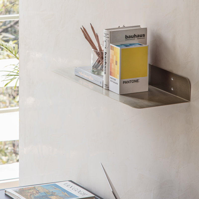 Metal Bracket Shelf, 3" H x 36" W x 8" D, Brushed Nickel