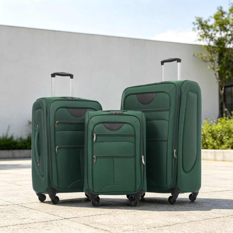 Ensemble de 3 valises extensibles Softside Valise, Vert foncé
