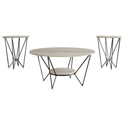 ENSEMBLE DE TABLE DE CAFÉ EN MÉTAL 3 PCS EN GRIS CLAIR