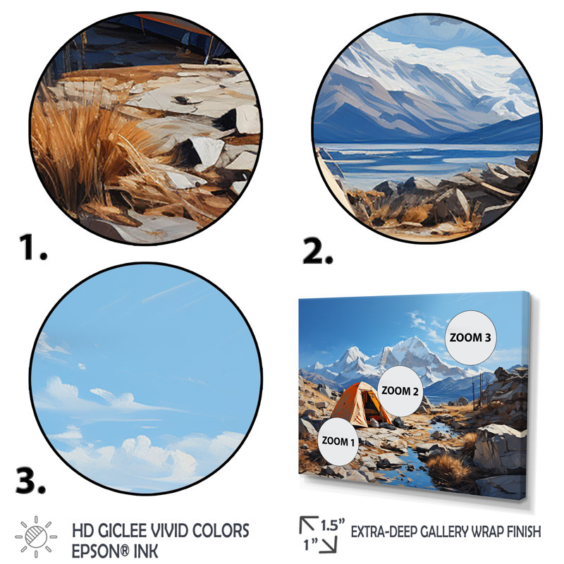 Mountain Mountain Solitude 2 - Art mural de voyage en camping, Cadre de coin argenté fermé, H 34 po x l 44 po x P 1,5 po