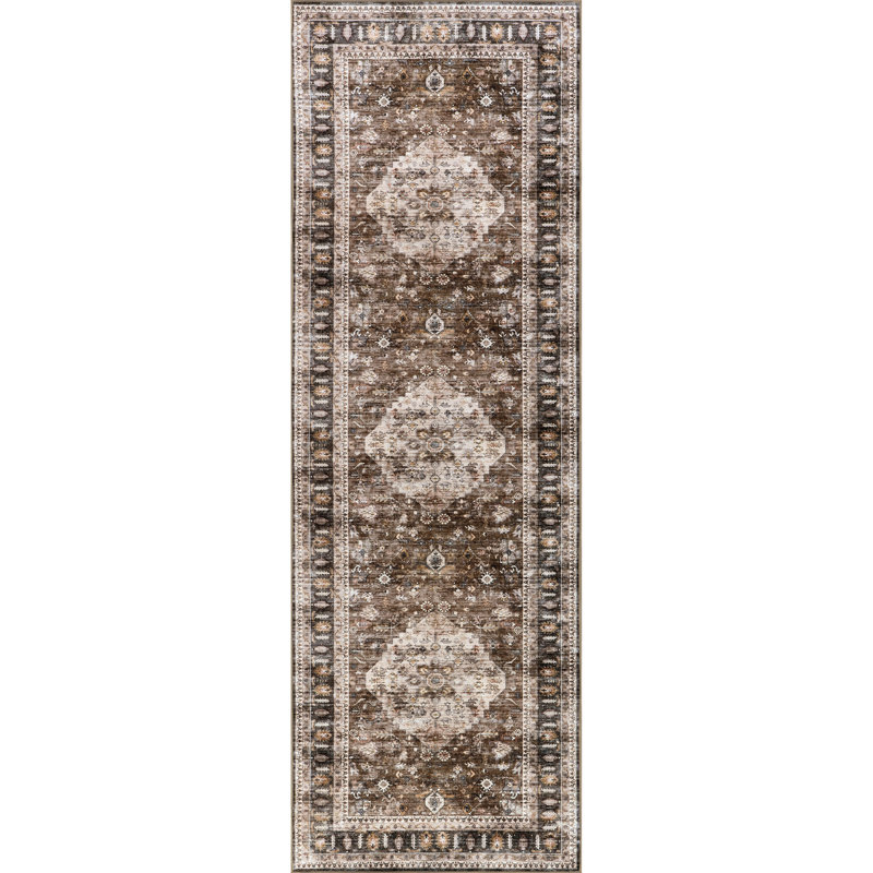 Davi Faded SplashGuard Machine Washable Area Rug, Runner 2'5" x 8'