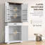 Armoire de cuisine de 71 po de hauteur, armoire de rangement de ferme avec 4 portes de grange, 6 tablettes derrière 2 portes, un tiroir et des tablettes réglables, armoire de salle à manger autoportante, bois