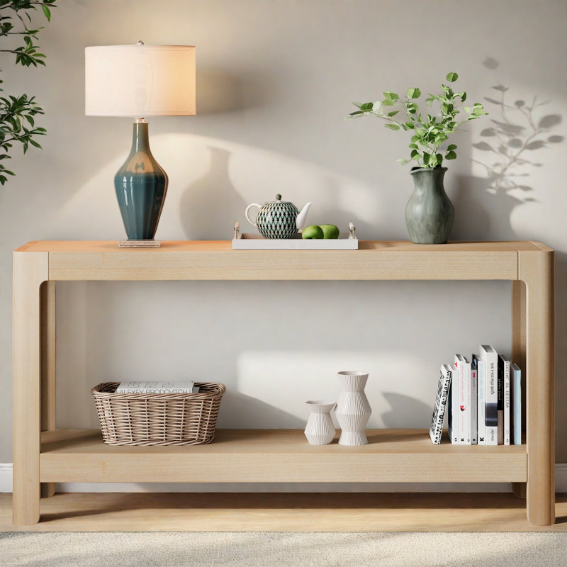 Mirod Modern Farmhouse Console Table,Elegant Minimalist Design With Premium Wood Veneer And Rounded Corners, Natural
