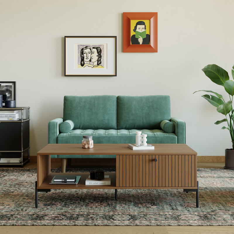 Canapé et causeuse en velours Bridgeview, H 33 po x l 58 po x P 32 po, Velours vert