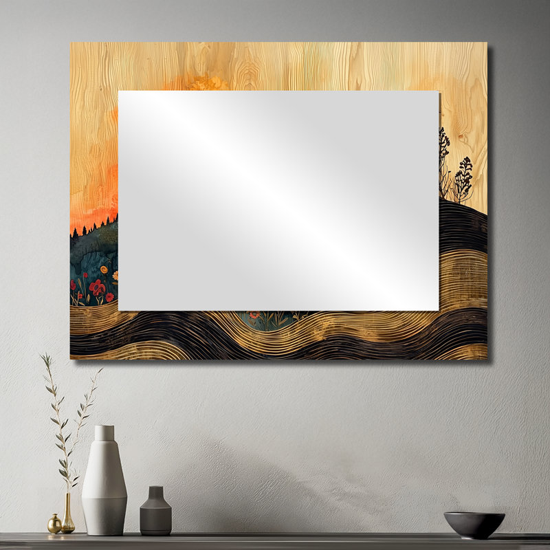 Fleurs orange orange, champ de fleurs I - Art mural miroir floral - imprimé sur métal, 30 po x 40 po