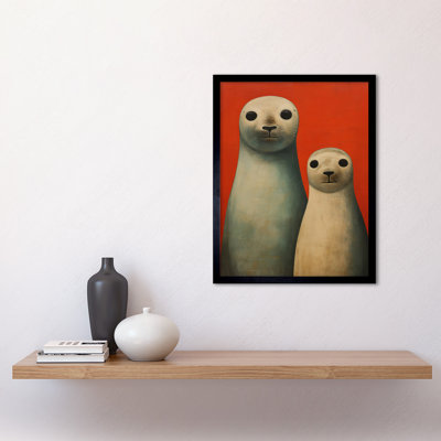 Seal Pups On Red Coral - Single Picture Frame Print