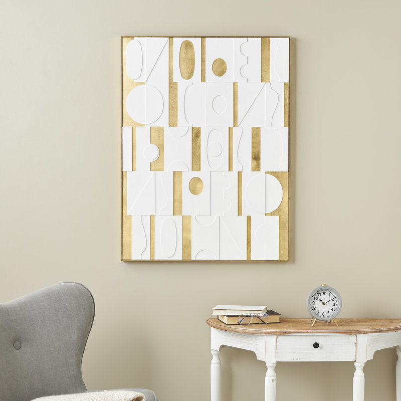 Wooden Geometric Shape Abstrac - Floater Frame Print on Canvas