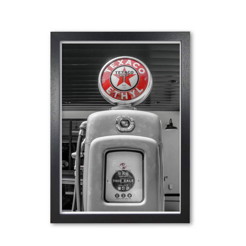 Texaco Gas Pump - Print, Black Grain Frame, 42 cm H x 30 cm W x 5 cm D