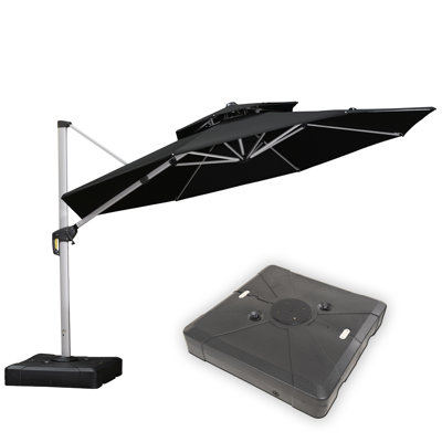 12' Round Cantilever Umbrella With Base,Black