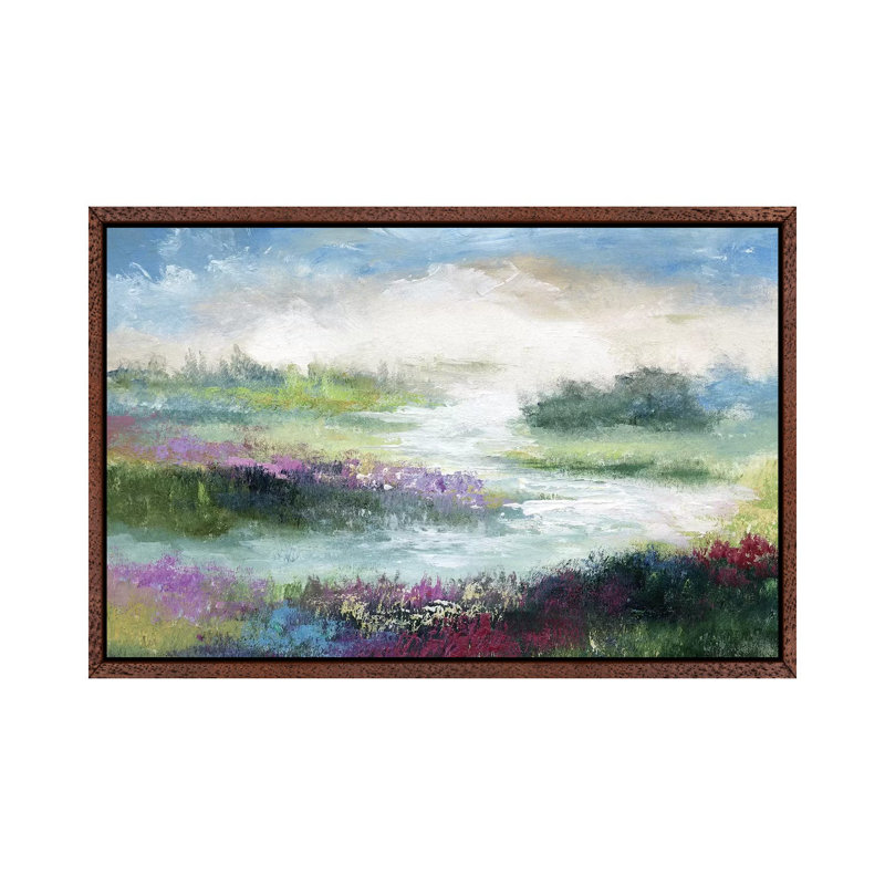 Pastoral Meadow by Nan - Painting on Canvas, 101.6 cm H x 66.04 cm W, Classic Brown Wood Framed Canvas