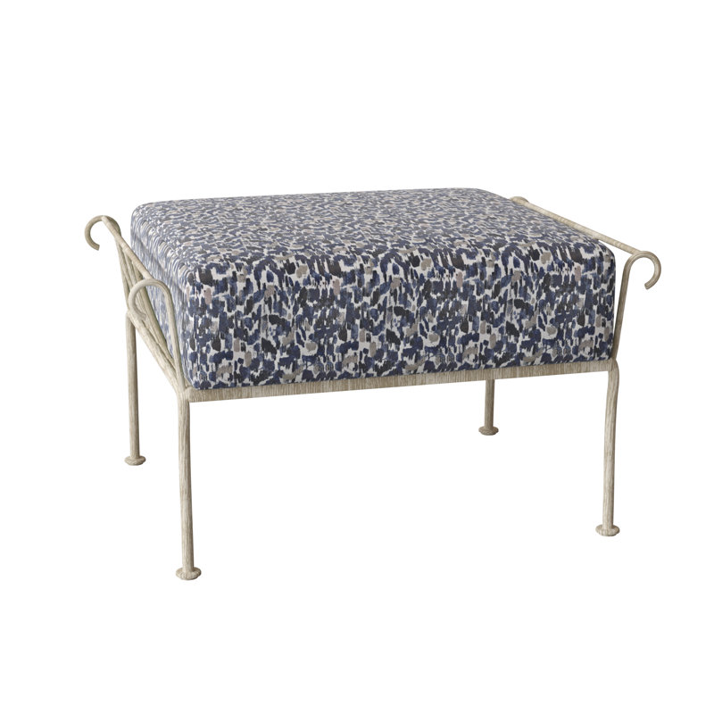Terrace Outdoor Ottoman, Weathered White, Canvas Heather Beige Sunbrella® Canvas