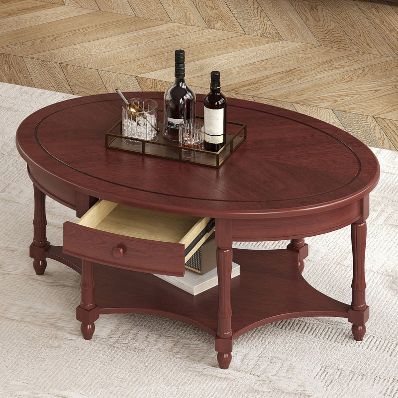 Traditional Oval Coffee Table with Storage