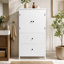 Armoire de rangement pour salle de bain, armoire avec deux portes et tiroirs, tablette réglable, panneau de fibres à densité moyenne, blanc-130459206-130459204