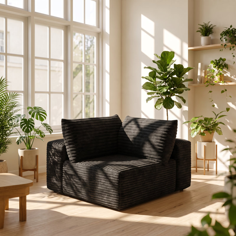 Canapé modulaire en coin en velours côtelé Y39,5 "x P 39,5" x H 24,43 "