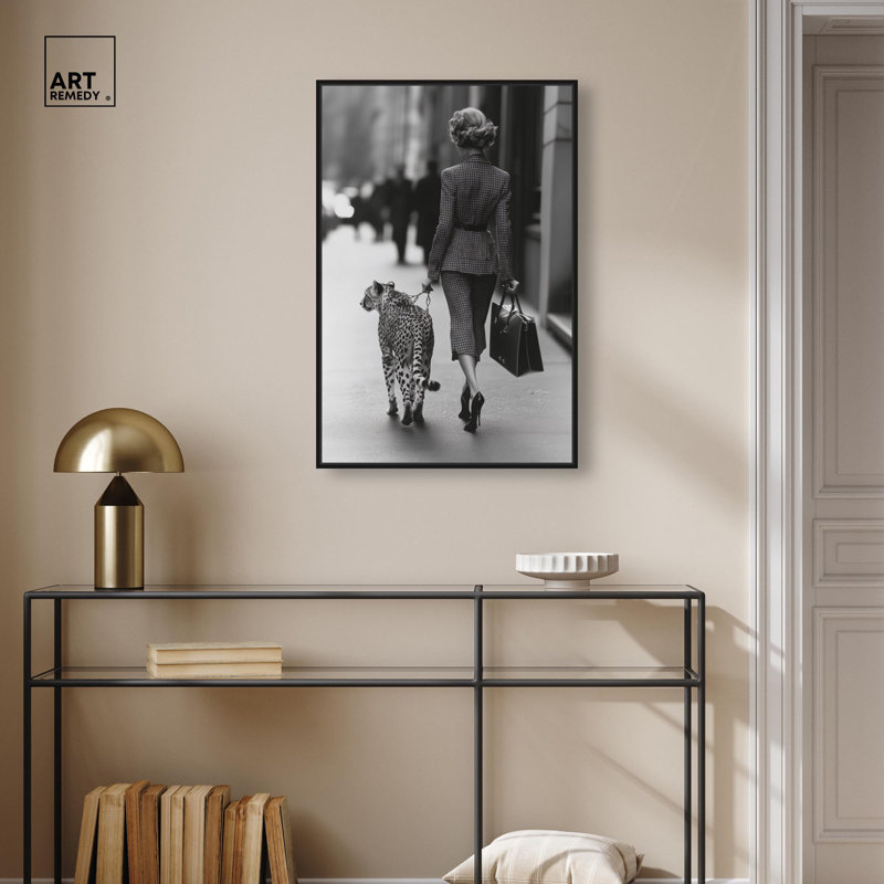 Avec toile de luxe par , H 31 po x l 21 po, Cadre flottant, Noir