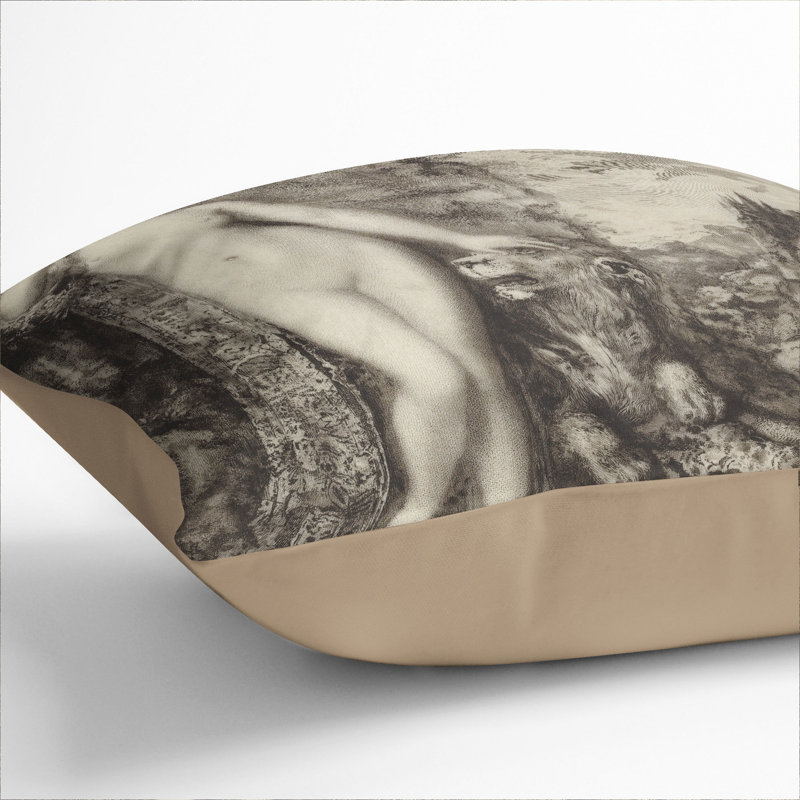 The Amorous Lion Scatter Cushion, Stone, 55cm H x 55cm W x 20cm D