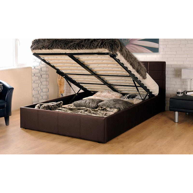 Corbyn Upholstered Ottoman Storage Bed, Dark Brown, Double (4'6)