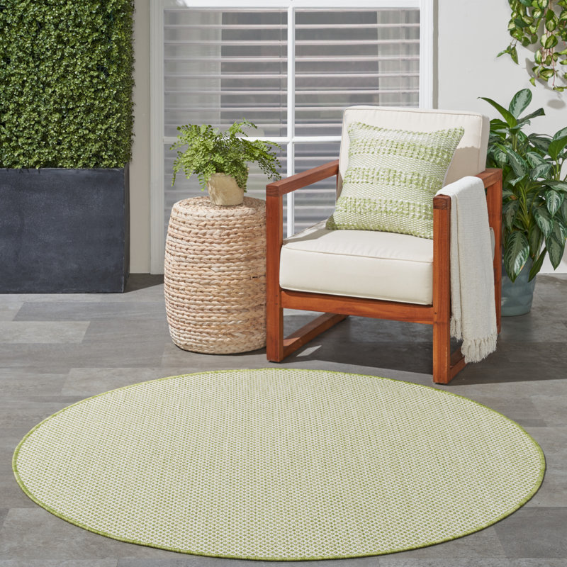Tapis intérieur / extérieur vert Mccune, Rond 4 pi