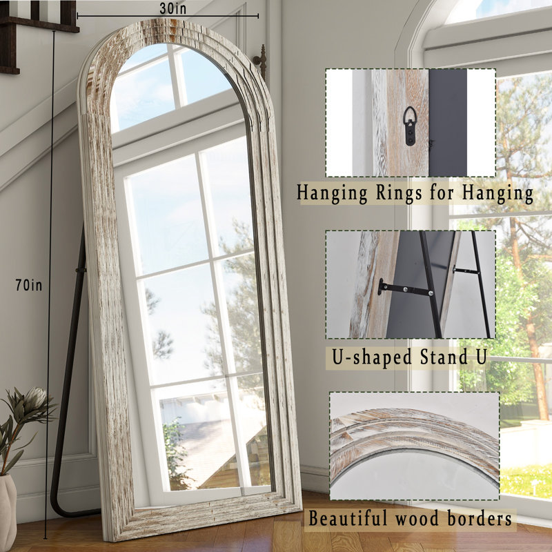 Miroir Dala, H 70 po x l 30 po x P 1,6 po, Blanc