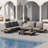 4-Piece L-Shaped Modular Outdoor Sectional Sofa Set Patio Furniture Set with Coffee Table Patio Sofa Teak & Aluminum-160345647
