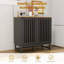 Armoire avec porte grillagée à lattes rayées, armoire de style moderne, panneau de fibres à densité moyenne de haute qualité et pieds en métal