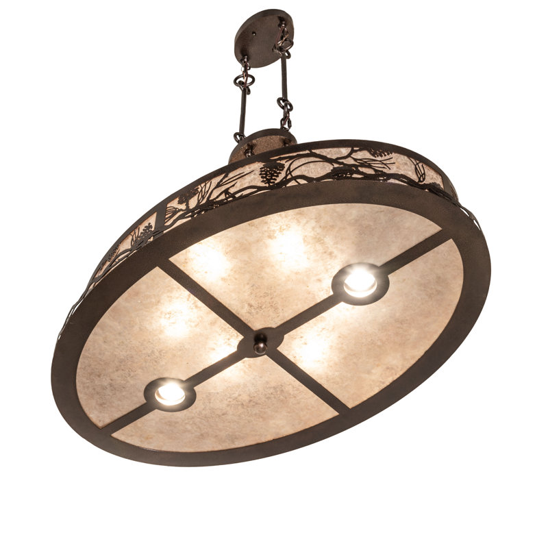 36" Long Winter Pine Oblong Inverted Pendant