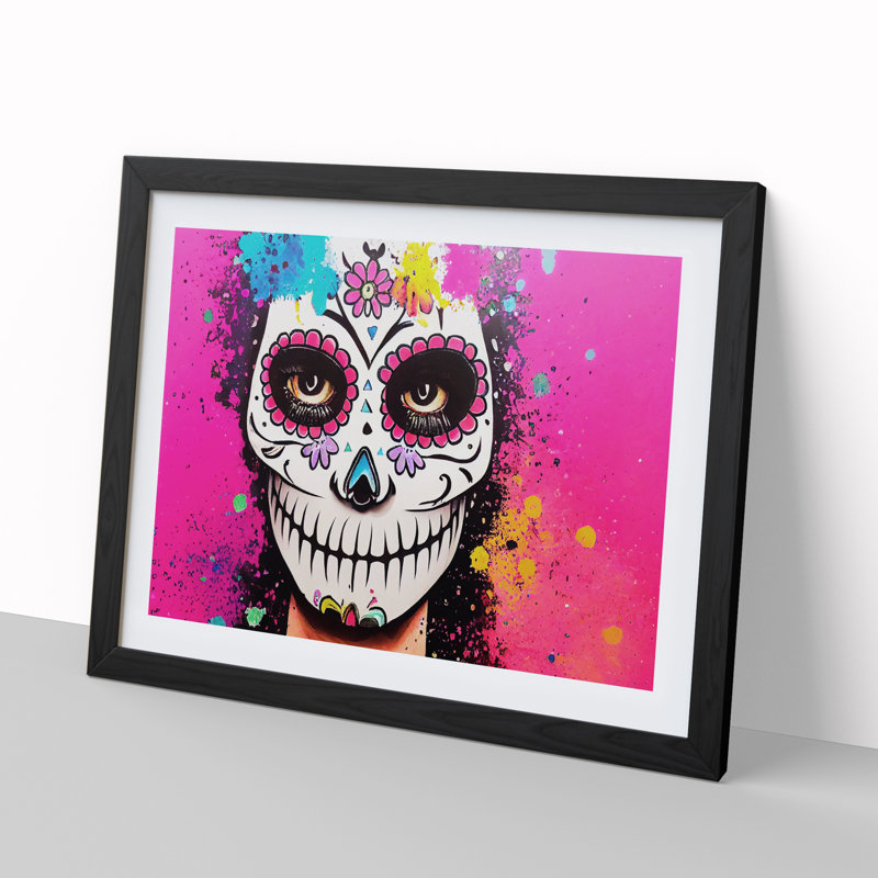 Sugar Skull Woman Vol.1 - Single Picture Frame Print, 46cm H x 64cm W x 2cm D, Black Framed