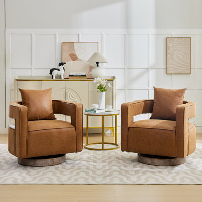 Chicopee 29.2" Wide Swivel Barrel Chair (Set of 2)