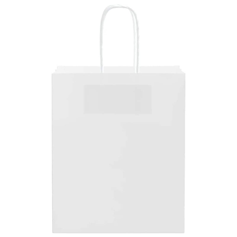 Sacs en papier avec poignées vidaXL, H 8,7 po x l 7,1 po x P 3,1 po, Blanc