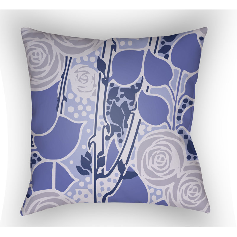 Chinoiserie Floral Indoor/Outdoor Throw Pillow, 20" H x 20" W x 4" D, Burgundy/Orange/Seafoam