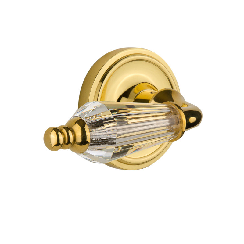 Classic Rosette Passage (Hall & Closet) with Parlour Lever, Unlacquered Brass, 2.375"