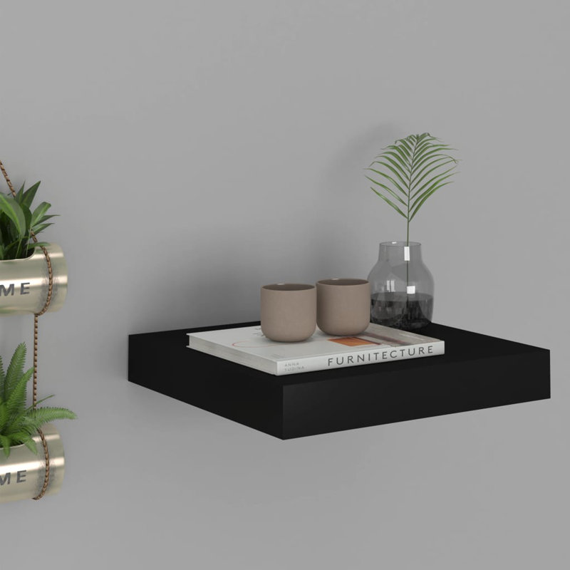 Artamas Floating Shelf, 3.8cm H x 23.5cm W x 80cm D, High Gloss Black